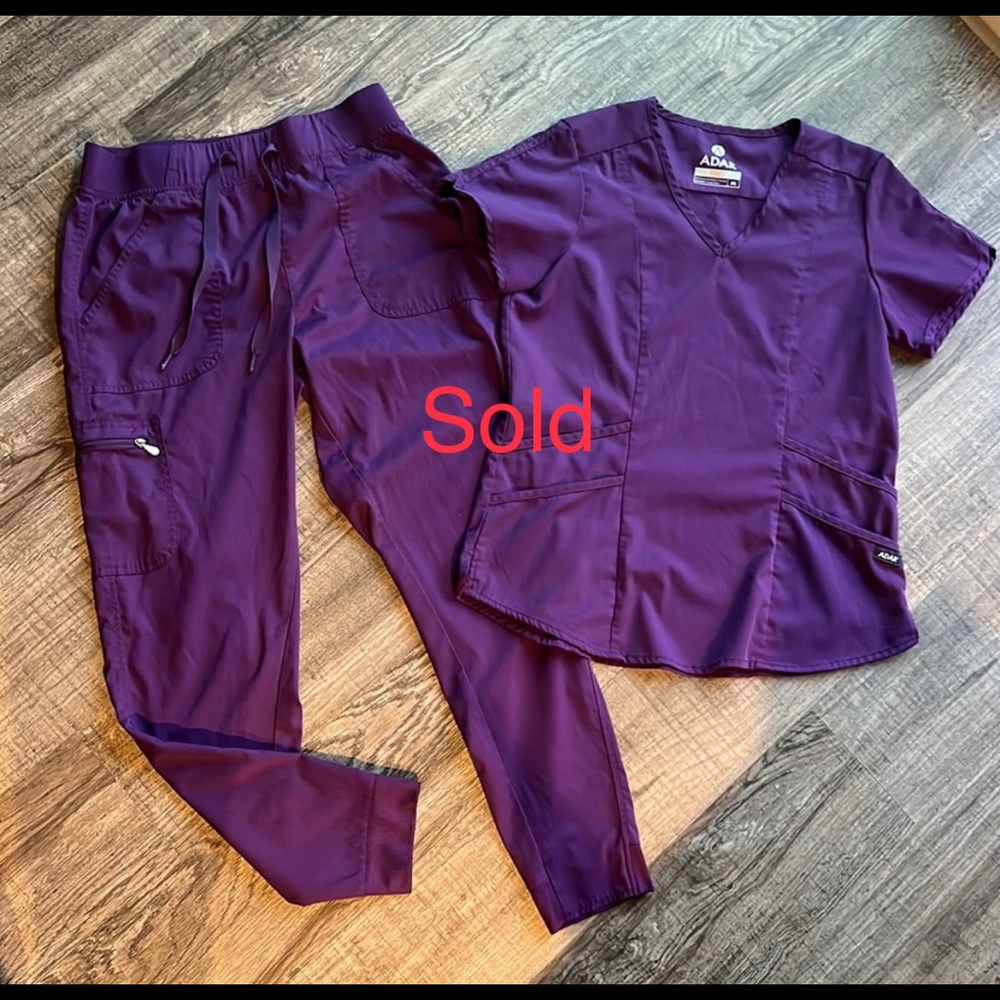 SOLD 2 pairs of ADAR scrubs-eggplant color